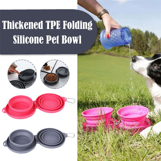 Travel-Friendly Double Collapsible Dog Bowls with No-Spill Mat